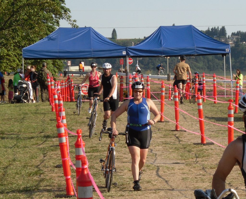 Running back in for T2 after bike course