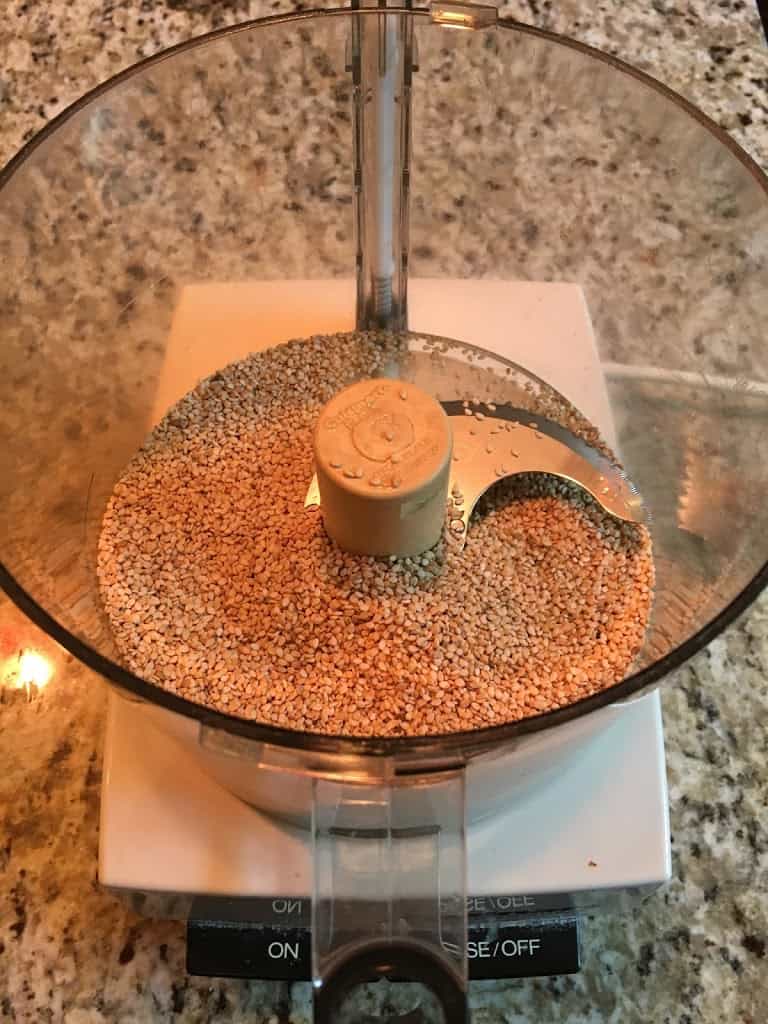 Sesame seeds to make tahini. https://trimazing.com/