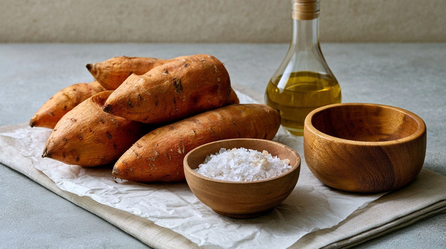 Japanese sweet potatoes with simple baking ingredients.