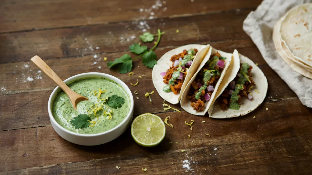 Fresh cilantro lime vegan crema variation.