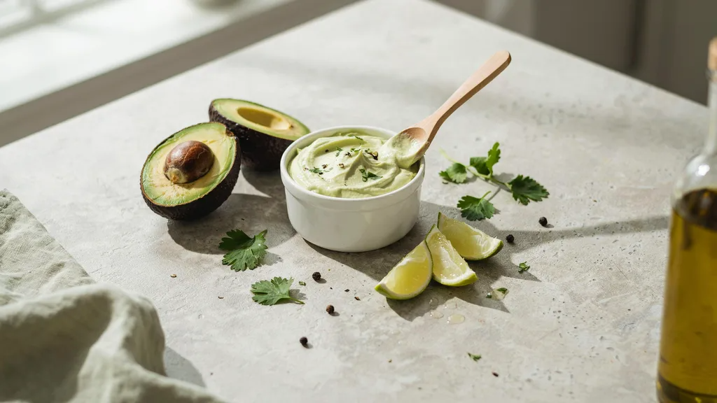 Creamy avocado vegan crema.