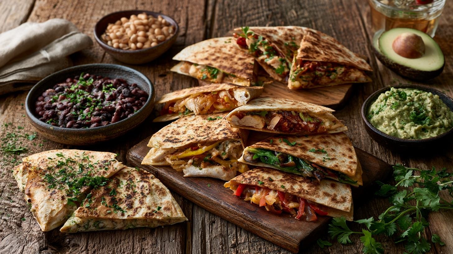 Different healthy chicken quesadilla variations