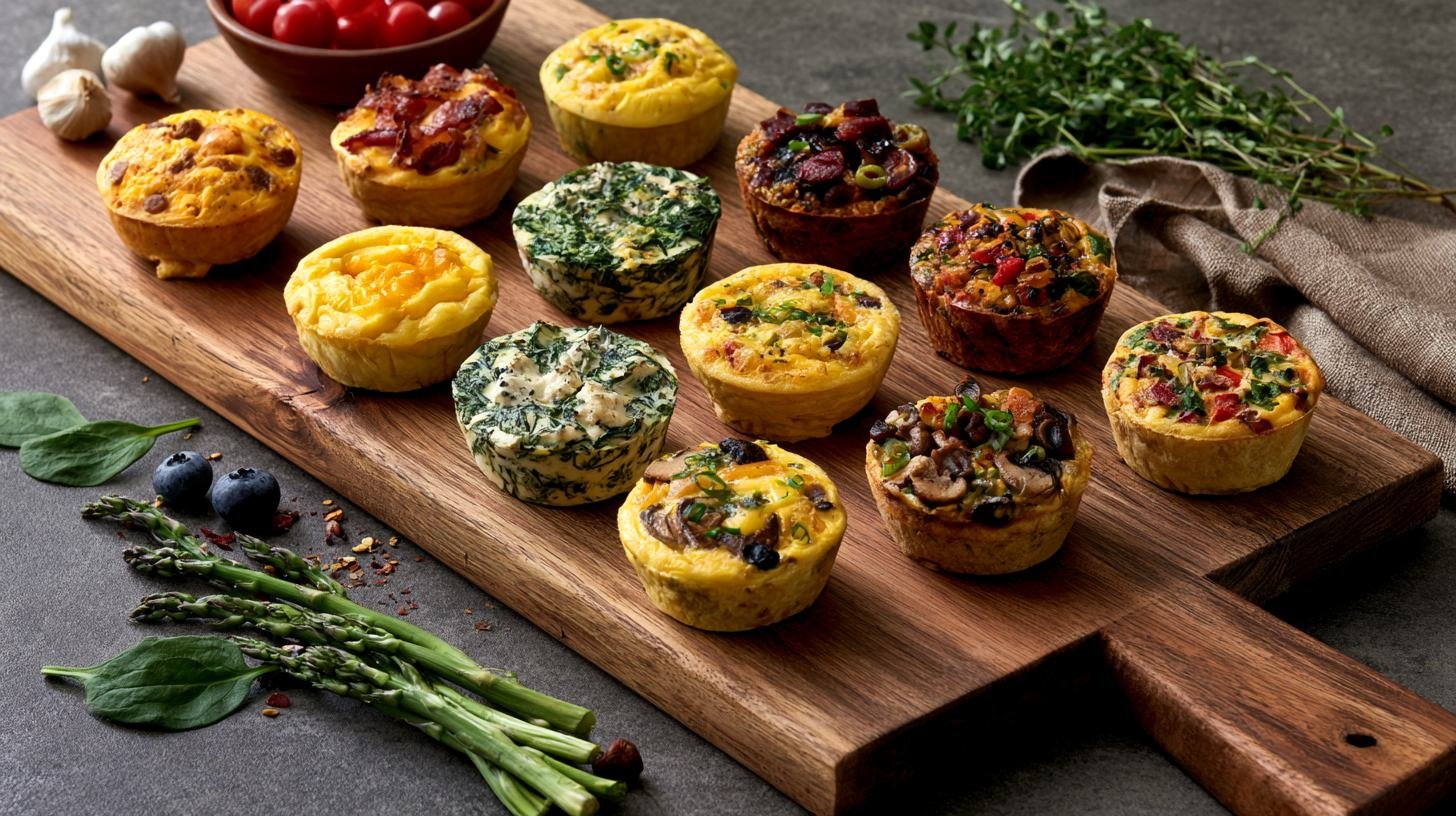 Different varieties of homemade egg bites served together.