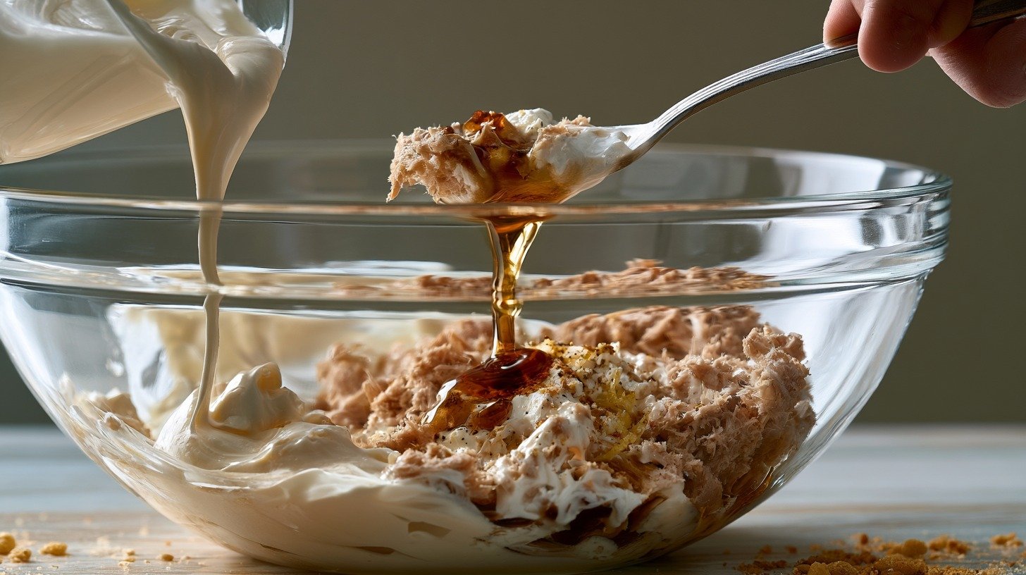 Tuna mixed with mayonnaise and seasonings.