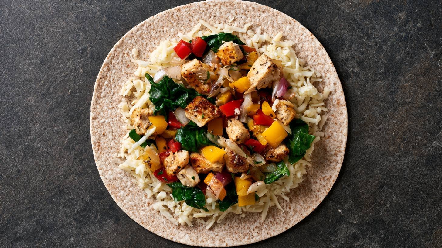 Assembling a healthy chicken quesadilla