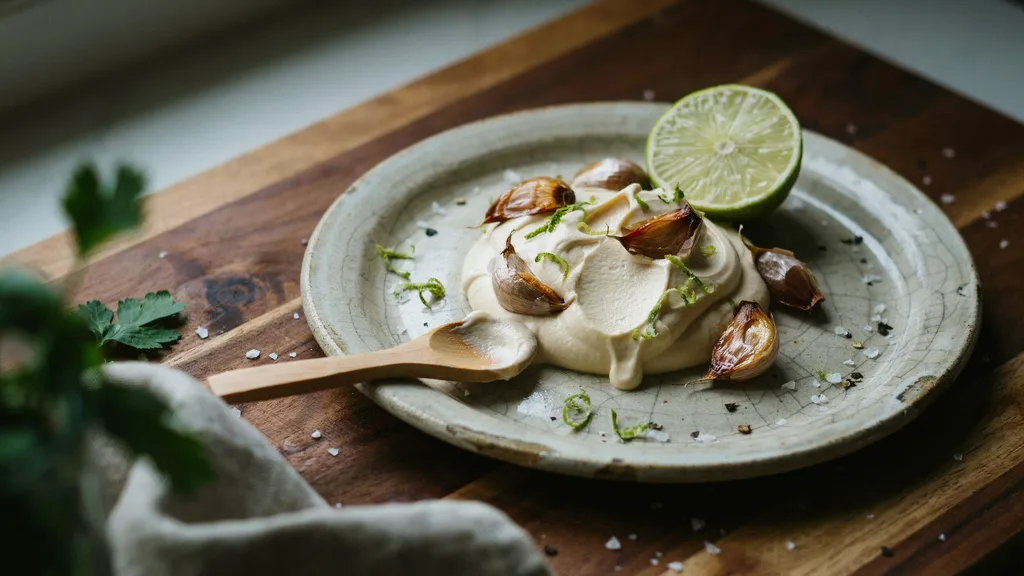 Garlic lime vegan crema variation.