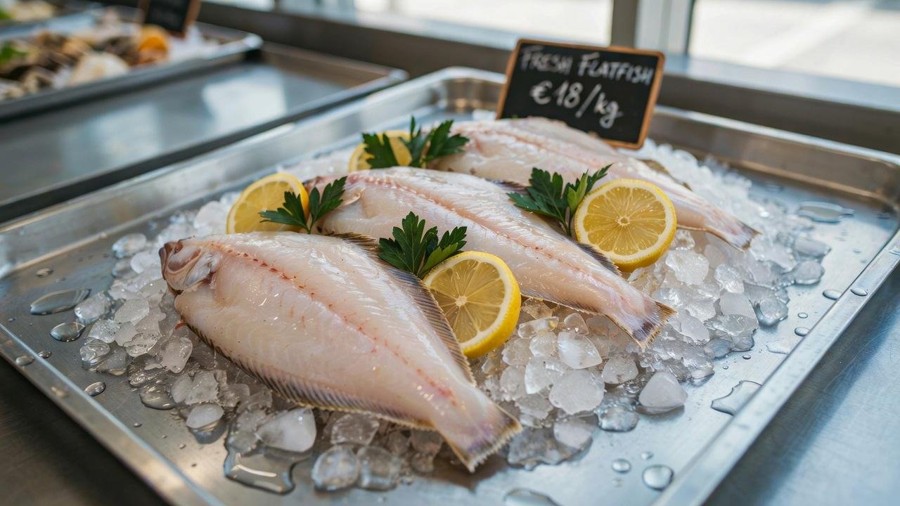 Fresh flounder fillets showing the mild white fish used for baking.