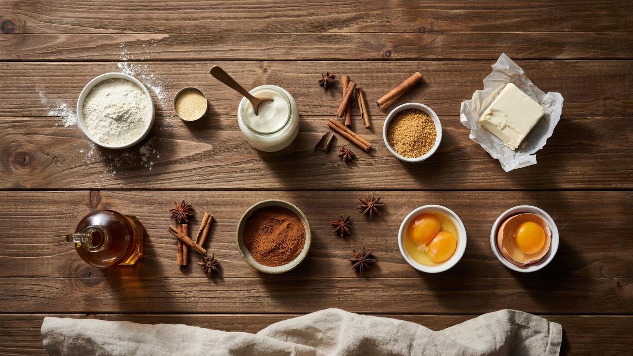 Ingredients for healthy cinnamon rolls arranged neatly before baking.