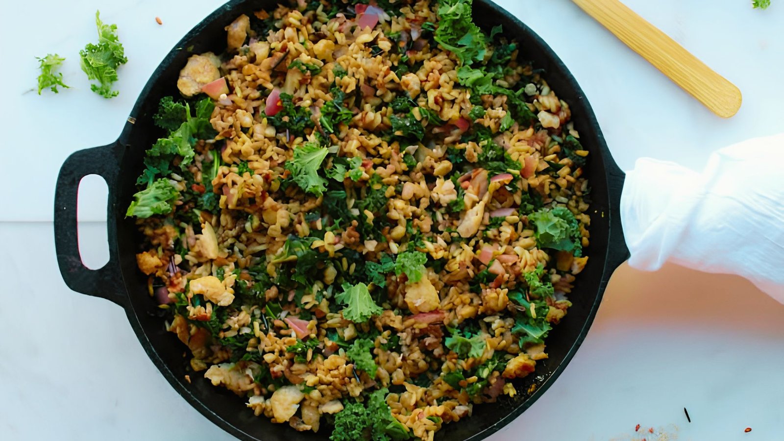 Healthy ground turkey and kale meal for a quick dinner.