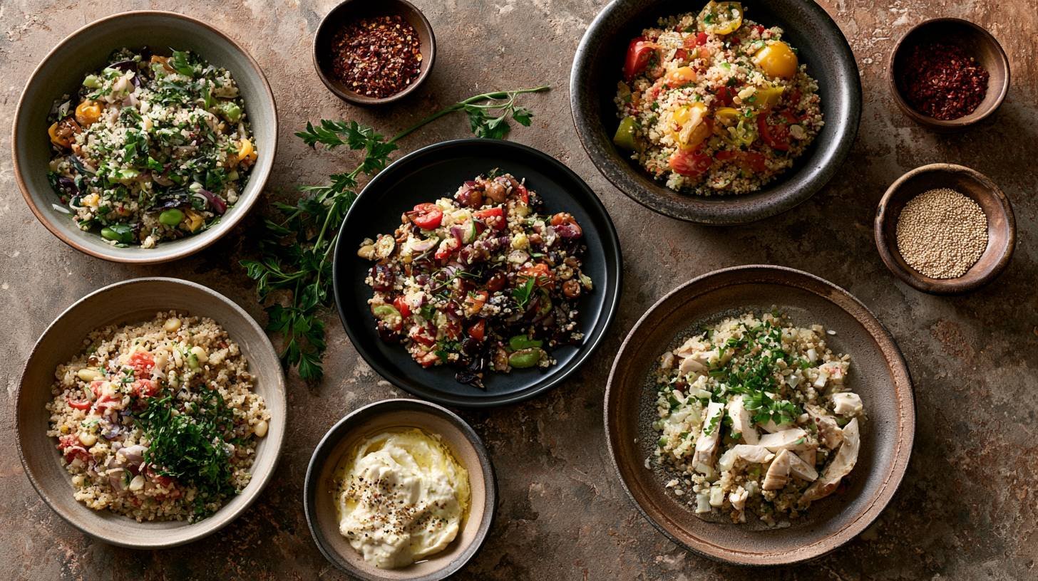 Different quinoa con pollo recipe variations.