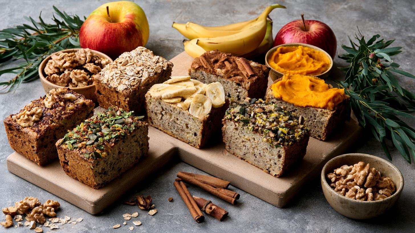 Different healthy apple bread variations.