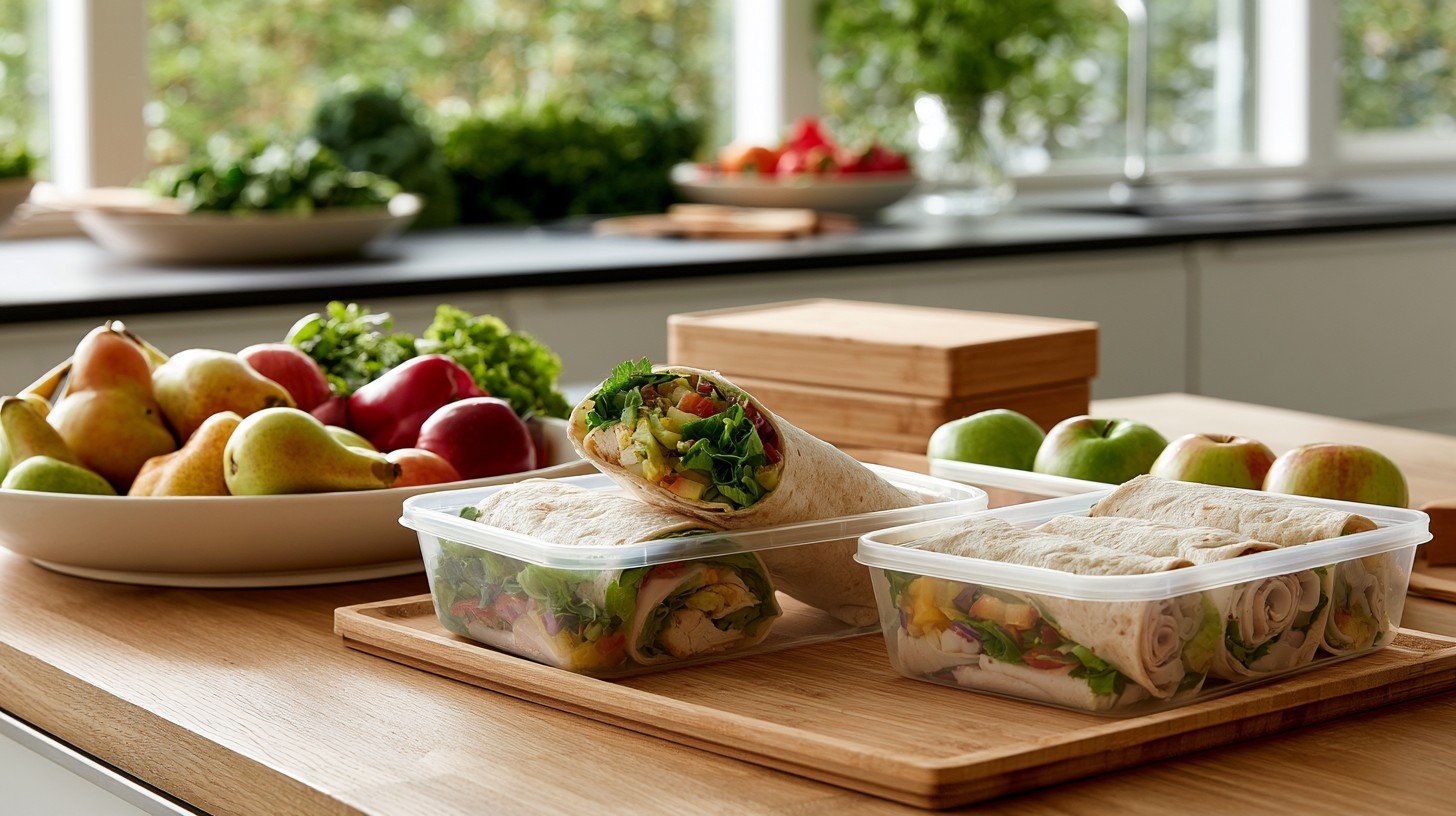 Turkey wraps prepared for lunch, dinner, and meal prep.
