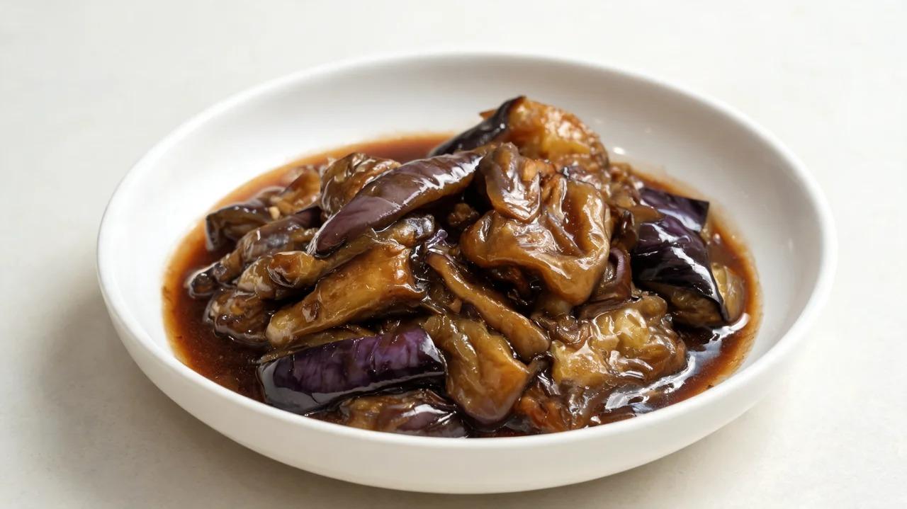 Braised Chinese eggplant softened in sauce