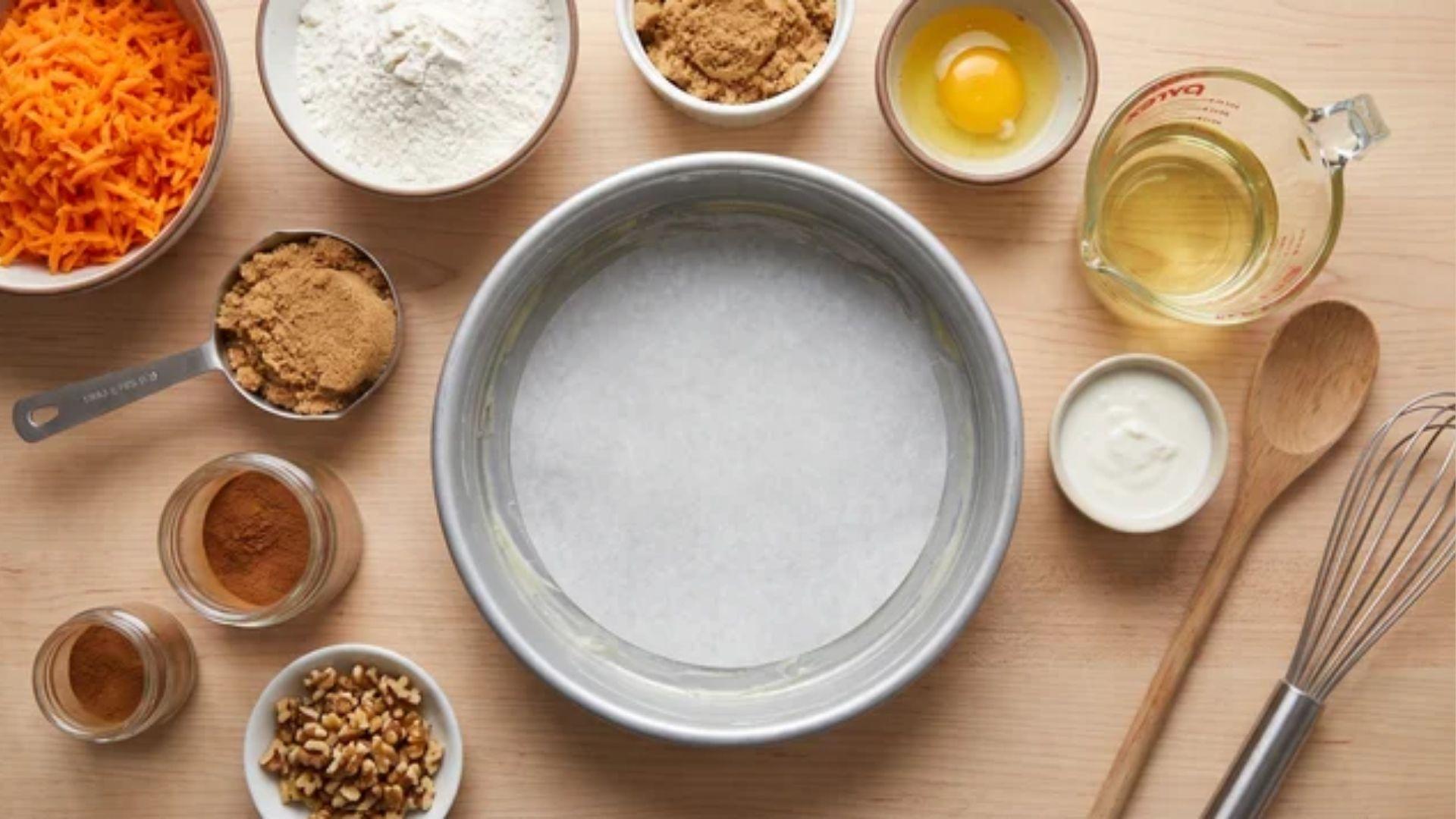 Ingredients for a small 6-inch carrot cake