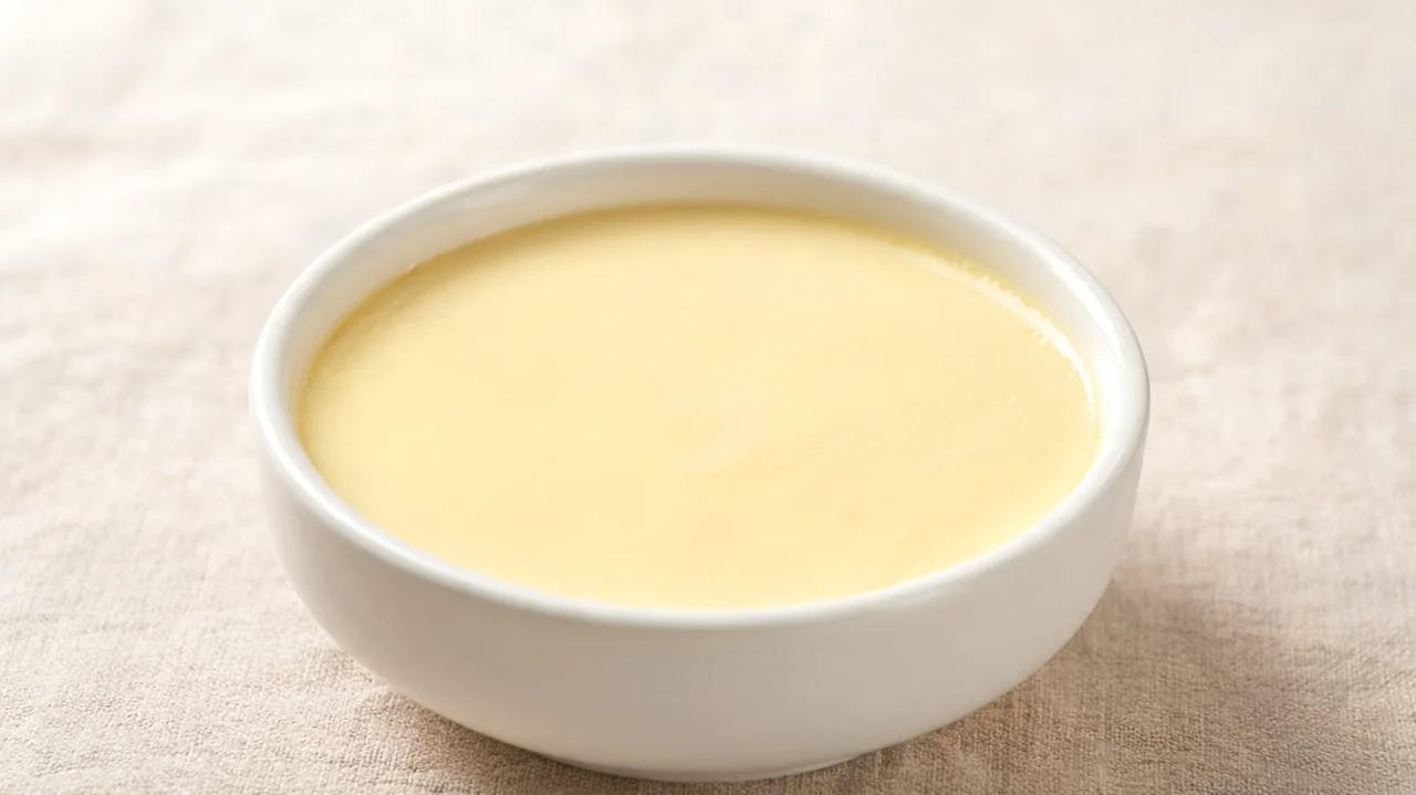 Steamed egg custard in a small serving bowl