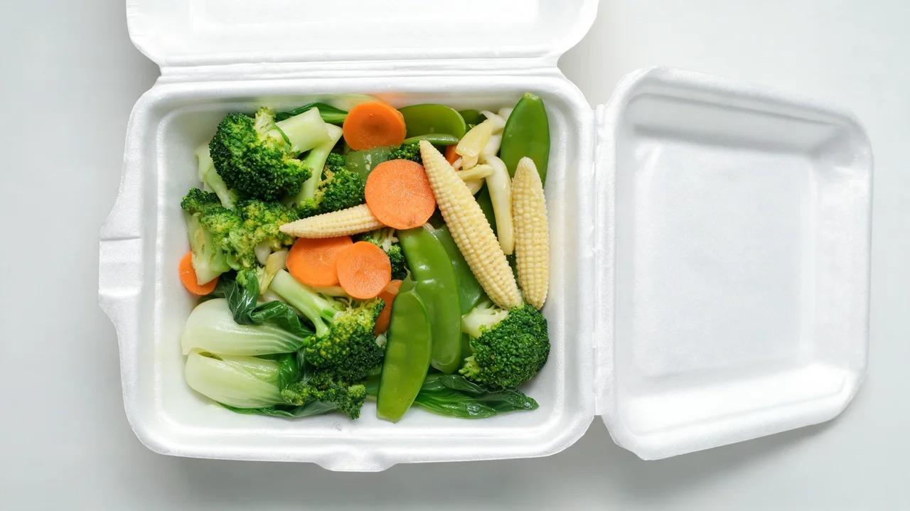 Steamed mixed vegetables served as a Chinese side dish